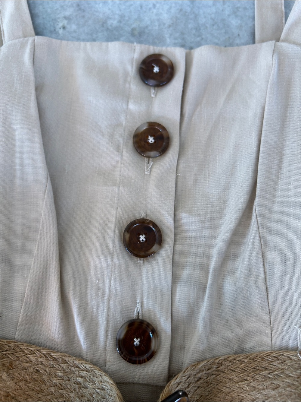 Forever 21 Contemporary Beige/Tan Button-Front Sundress with Woven Belt Size S - Picture 5 of 9